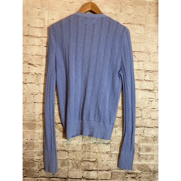 Burgess Pointelle Cardigan Women Large Silk Blend Baby Blue Soft Girl Beachy - Picture 10 of 12